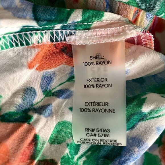 Calvin Klein 3/4 Sleeve V-Neck Colorful Floral Faux Wrap Dress Size 4 - Picture 16 of 16